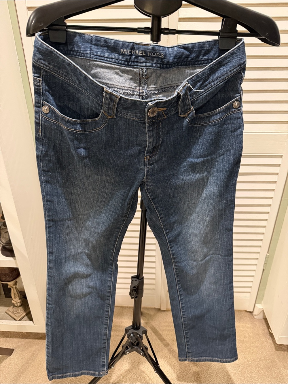 Michael Kors Mid-Blue Cropped Straight Jeans